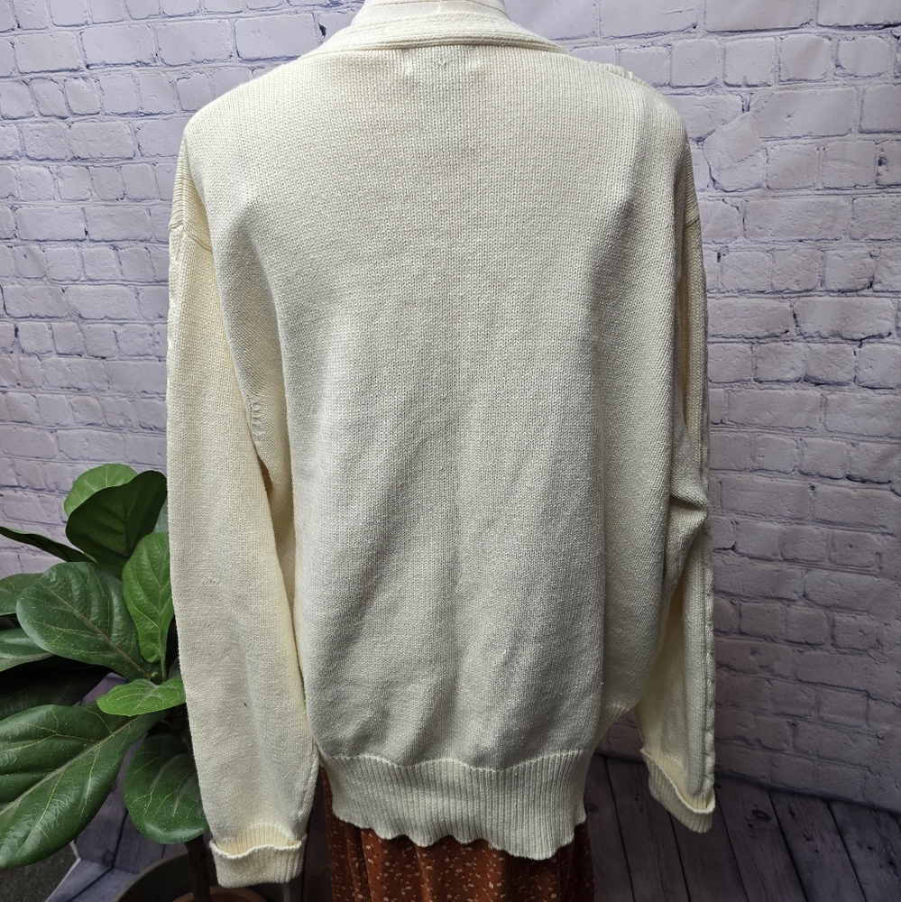 Vintage Yarnworks Off White Cardigan With Gold Buttons - X Large - Picture 3 of 7
